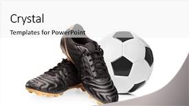  Presentation with shoes - Audience pleasing theme consisting of football isolated on white background backdrop and a white colored foreground