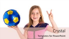 Presentation with multi sports soccer football basketball - Audience pleasing PPT theme consisting of football soccer blond kid girl backdrop and a lemonade colored foreground