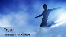  Presentation with football lights - Colorful PPT layouts enhanced with football soccer match a player backdrop and a light blue colored foreground