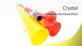  Presentation with trumpet - Theme consisting of football soccer triple fan trumpet background and a white colored foreground