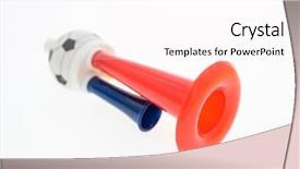  Presentation with trumpet - Slides with football soccer triple fan trumpet background and a white colored foreground