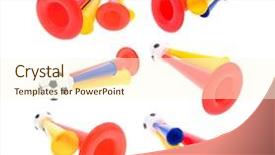  Presentation with trumpet - Theme with football soccer triple fan trumpet background and a cream colored foreground