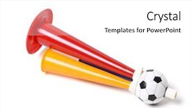  Presentation with trumpet - Cool new presentation with football soccer triple fan trumpet backdrop and a white colored foreground