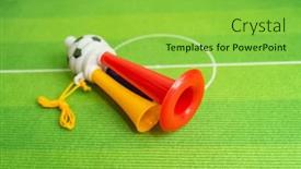  Presentation with trumpet - PPT theme consisting of football-soccer-triple-fan-trumpet background and a yellow colored foreground