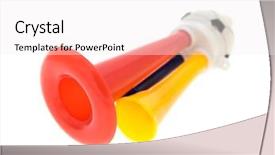  Presentation with trumpet - Slides with football soccer triple fan trumpet background and a sky blue colored foreground