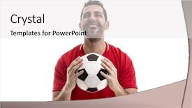  Presentation with ac and fan - Beautiful slide set featuring football spanish - fan celebrating on white background backdrop and a white colored foreground