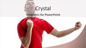  Presentation with spanish - Slide set having football spanish - fan celebrating on white background background and a light gray colored foreground