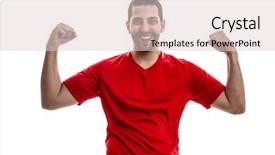  Presentation with spanish - Presentation design enhanced with football spanish - fan celebrating on white background background and a lemonade colored foreground