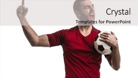 Presentation with background - Cool new PPT layouts with football spanish - portuguese fan celebrating on white backdrop and a light gray colored foreground