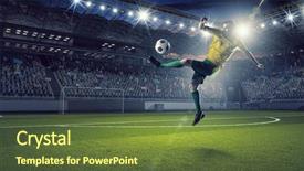  Presentation with forward - Colorful theme enhanced with football stadium - soccer forward player backdrop and a tawny brown colored foreground