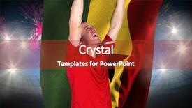  Presentation with ghana flag - PPT theme with football stadium and ghana flag background and a crimson colored foreground