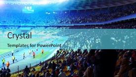  Presentation with football stadium - Audience pleasing PPT layouts consisting of football stadium background crowd backdrop and a light blue colored foreground