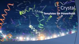  Presentation with football stadium - Amazing slide set having football stadium background with flying paper streams backdrop and a navy blue colored foreground