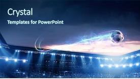  Presentation with football stadium - Cool new PPT theme with football stadium background with flying backdrop and a ocean colored foreground