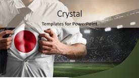  Presentation with japan flag - Presentation theme with japan soccer or football supporter background and a soft green colored foreground