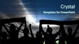  Presentation with football stadium - Slide set consisting of footballstadium - silhouettes of football supporters background and a ocean colored foreground