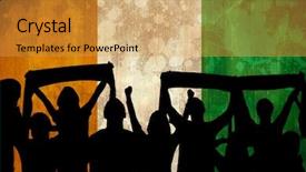  Presentation with flag football girls - Beautiful PPT theme featuring football supporters against ivory coast backdrop and a  colored foreground