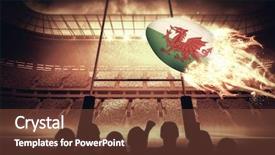  Presentation with rugby - Colorful slide deck enhanced with football supporters against rugby backdrop and a tawny brown colored foreground