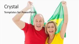  Presentation with older couple - Beautiful slides featuring football t shirts - happy older couple cheering backdrop and a white colored foreground