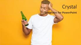  Presentation with beer bottle - Presentation design having football t shirts - image of drunk man 30s background and a yellow colored foreground