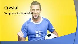  Presentation with blue yellow - Cool new presentation design with football t shirts - soccer fan celebrates with blue backdrop and a yellow colored foreground