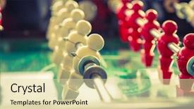  Presentation with team player - Slide deck featuring football table game with red background and a  colored foreground