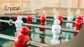  Presentation with game - Colorful PPT layouts enhanced with football table game with red backdrop and a  colored foreground
