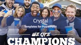  Presentation with football stadium - Slide deck having football tailgate - we are champions fans tailgating background and a ocean colored foreground