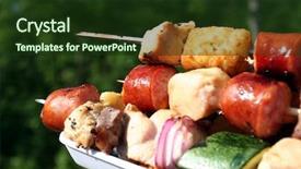  Presentation with football - Presentation design having football tailgating food - shish kabobs background and a tawny brown colored foreground