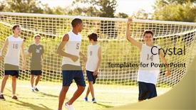  Presentation with school safety plan - PPT theme enhanced with football team - player scoring goal in high background and a yellow colored foreground