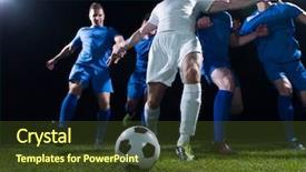  Presentation with team player - Presentation theme with football team player game duel background and a tawny brown colored foreground