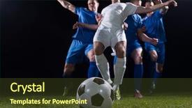  Presentation with team player - Presentation theme having football team player game duel background and a tawny brown colored foreground