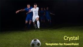  Presentation with team player - Colorful presentation theme enhanced with football team player game duel backdrop and a  colored foreground