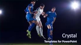  Presentation with team player - Theme consisting of football team player game duel background and a navy blue colored foreground