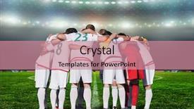  Presentation with hug - Slide deck consisting of football team players hug background and a coral colored foreground