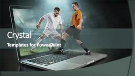  Presentation with football stadium - Presentation theme enhanced with football under stadium light background and a gray colored foreground