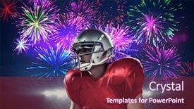  Presentation with firework - Colorful slide set enhanced with football while kneeling against firework backdrop and a  colored foreground