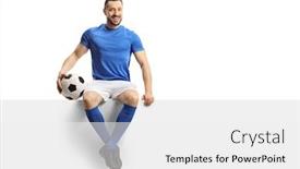  Presentation with football in yellow and blue - Amazing presentation theme having footballer-in-a-blue-jersey backdrop and a white colored foreground
