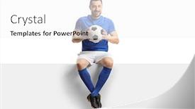  Presentation with blank backgroud - Cool new slide deck with footballer-sitting-on-a-blank backdrop and a white colored foreground