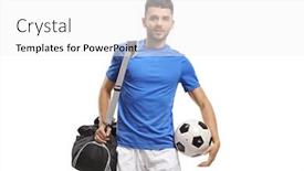  Presentation with ball bearing on a white - Slide set consisting of footballer with a bag and a ball isolated on white background background and a white colored foreground