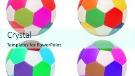  Presentation with football blue colors - PPT layouts consisting of footballs of four different colors background and a  colored foreground