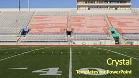  Presentation with football field - Amazing PPT theme having footballstadium - 40 yard line on american backdrop and a tawny brown colored foreground