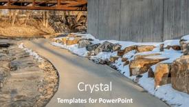  Presentation with river flow - Presentation theme with footbridge-bike-trail-and-whitewater background and a coral colored foreground