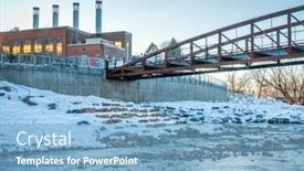  Presentation with winter river - Cool new PPT theme with footbridge-over-cache-la-poudre backdrop and a light blue colored foreground