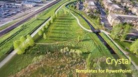  Presentation with aerial view of cape town - PPT theme enhanced with foothpath - aerial view of bike trails background and a tawny brown colored foreground