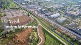  Presentation with bike - PPT layouts consisting of foothpath - aerial view of bike trails background and a gray colored foreground