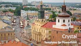  Presentation with solar architecture - Slide set with foothpath - architecture of old town background and a coral colored foreground