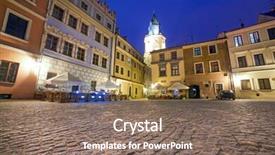  Presentation with old dublin - Colorful slide deck enhanced with foothpath - lublin old town at night backdrop and a  colored foreground