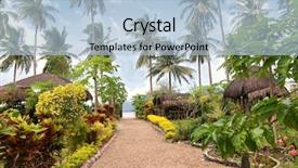  Presentation with tropical - Presentation theme enhanced with foothpath in a tropical garden background and a light blue colored foreground