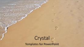  Presentation with beach - Beautiful slide set featuring footmarks on the sandy beach backdrop and a coral colored foreground